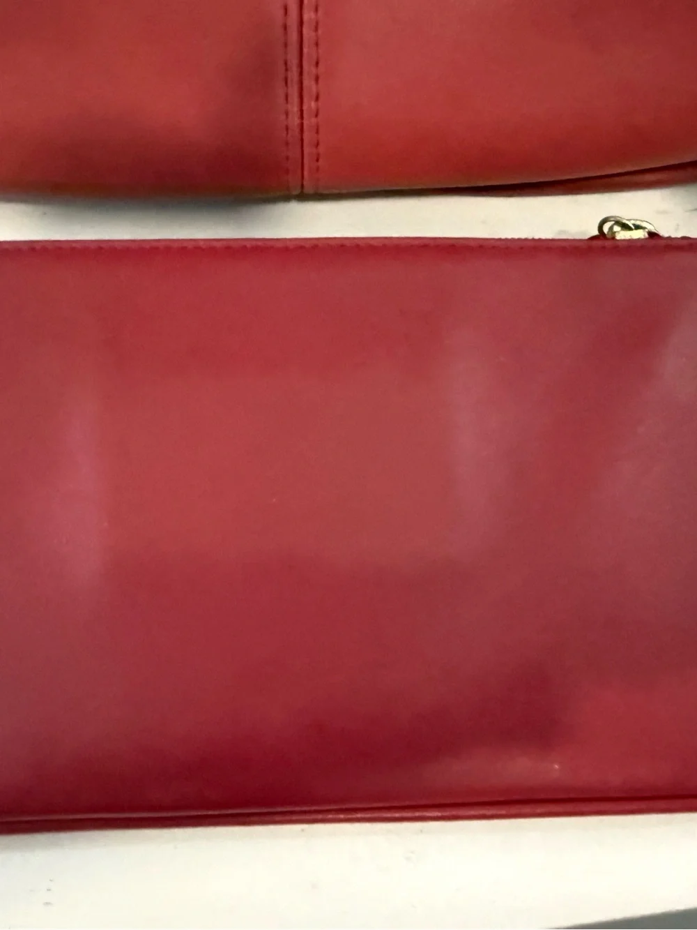 Vintage rare red leather Coach wristlet with brass hardware